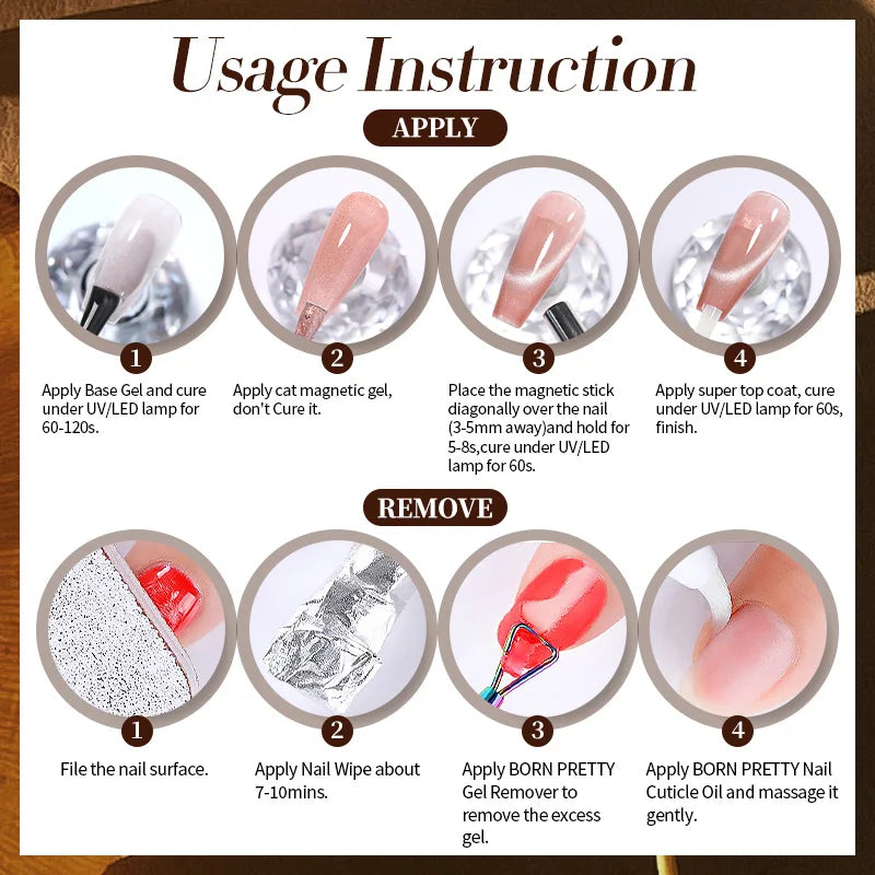 10ml Brown Purple Black Red Cat Magnetic Gel Polish Manicure Soak Off
