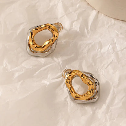 Stainless Steel Metal Splice Stud Earrings