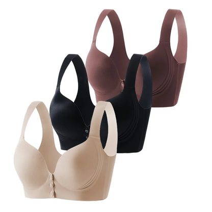 Fall Sweet 3PCS/set Wire-Free Front Closure Plus Size Bra