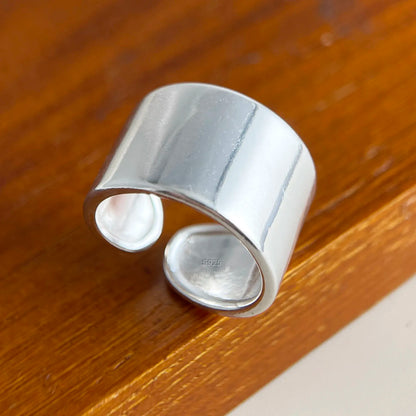 925 Sterling Silver Geometric Wide Sparkling Ring