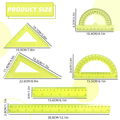 30cm Ruler Measuring and Drawing Kit with Straight Ruler Protractor and Triangle Set