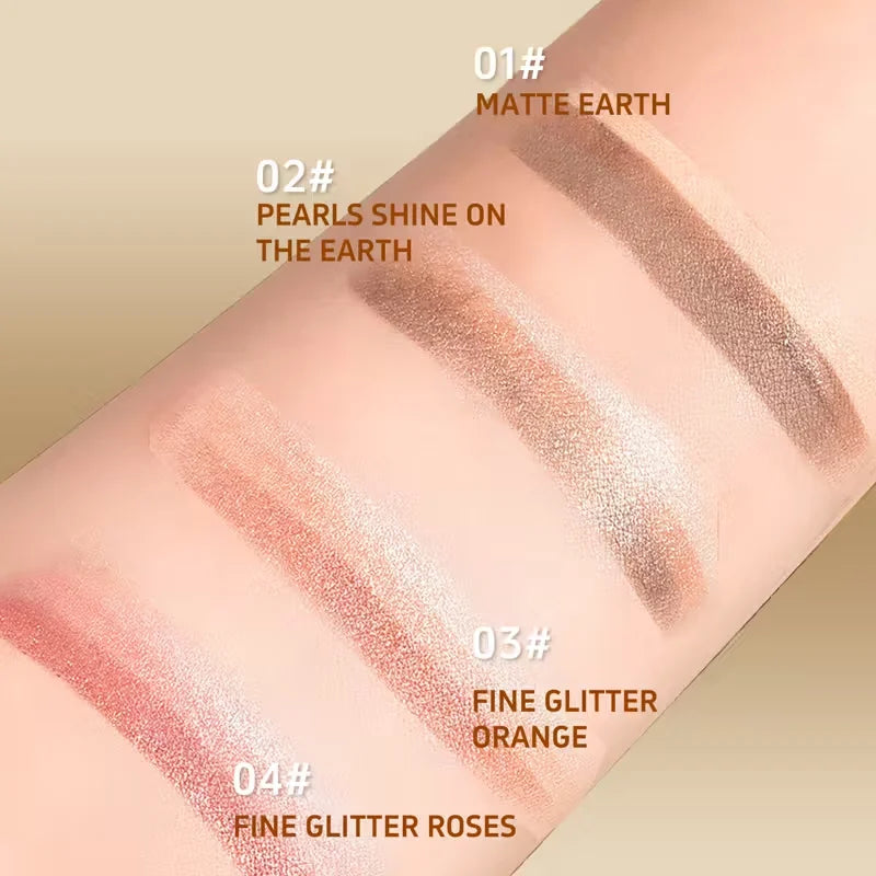 Three-Color Eyeshadow Stick Shimmering Highlighter Eyeshadow Stick Waterproof and Long-Lasting Pearlescent Metallic Eyeshadow