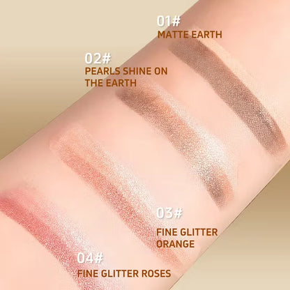 Three-Color Eyeshadow Stick Shimmering Highlighter Eyeshadow Stick Waterproof and Long-Lasting Pearlescent Metallic Eyeshadow