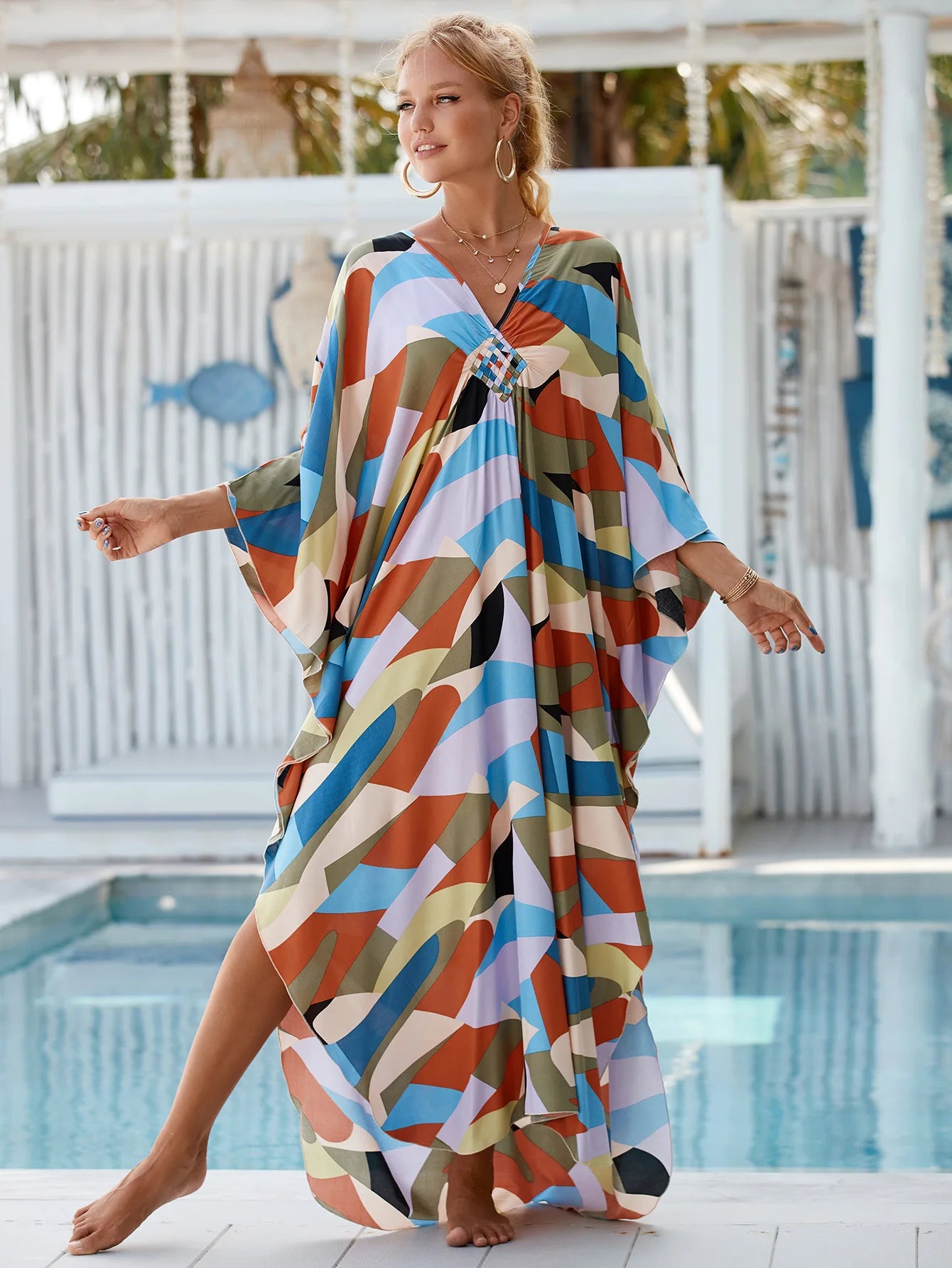 Kaftan Swimsuit Cover Up Oversized Long Beach Dress