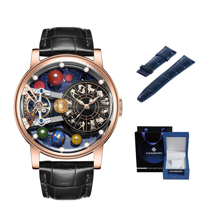 Starry Sky Skeleton Automatic Mechanical Luxury Constellation Waterproof Watch