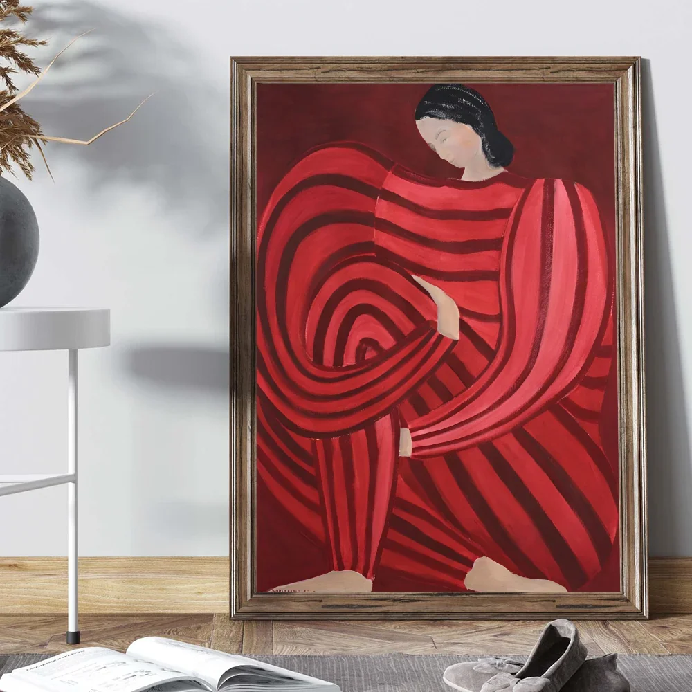 Abstract Line Geometry Curve Girl Posters Modern Classic Vintage Poster