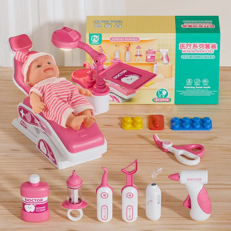 Kids Doctor Play Medical Kit with Dental Tools Simulation Dentist Game Set