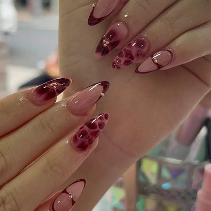 24pcs French Fake Nails Finished Almond Nails Sets