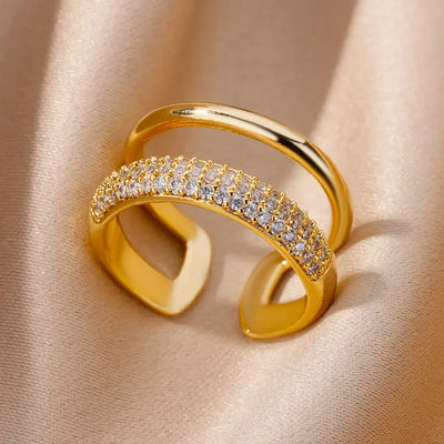 Zircon Open Stainless Steel Luxury Rings