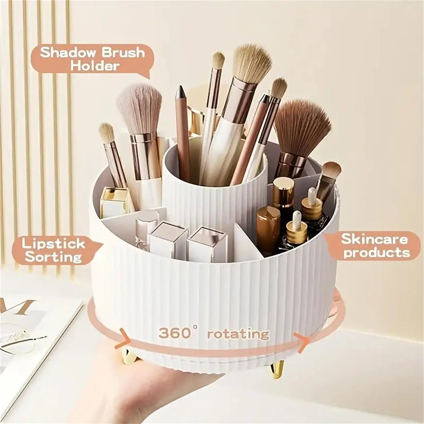 360° Rotating Makeup Organizer Holder for Brushes