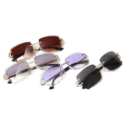 Rimless Square Vintage Diamond Sunglasses