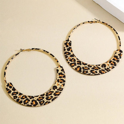 Metal Leopard Print Clip On Hoop Classic Timeless  Earrings