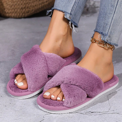DANA Cross Warm Fluffy Furry Slippers