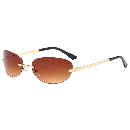 Rimless Y2K Oval Retro Gradient Square UV400 Sunglasses