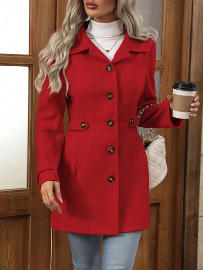 Autumn and Winter Solid Color Woolen Coat