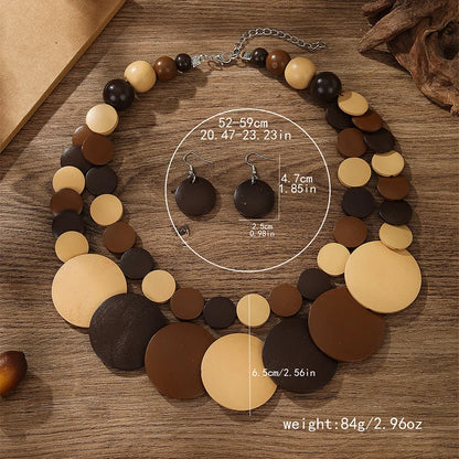Colorful African Wooden Beads Necklace Jewelry Sets