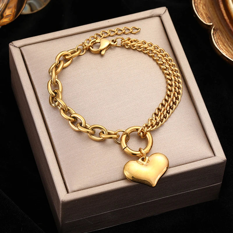 Stainless Steel Gold Starfish Moon Star Bracelet