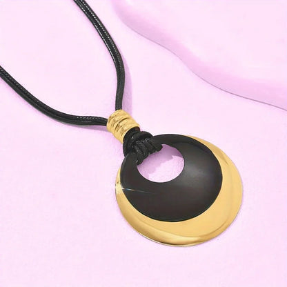 Bohemian Double-layer Round Leather Rope Pendant Necklace