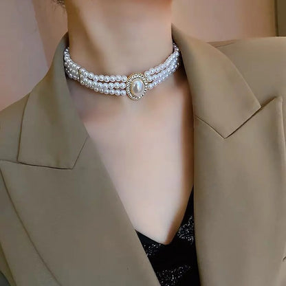 Bridal White Imitation Pearl Necklace Set