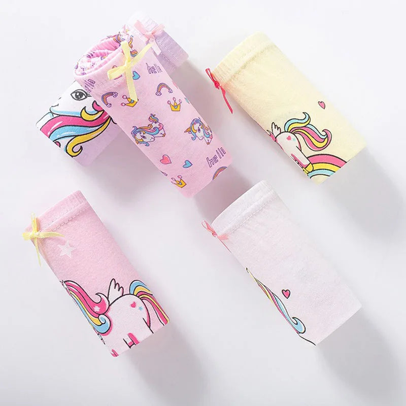 5/20 Pieces Girls Cotton Unicorn Cute Pets Cartoon Triangle Underwear
