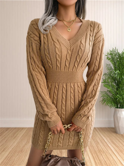 Sweater Cocktail V Neck Knitted Dress