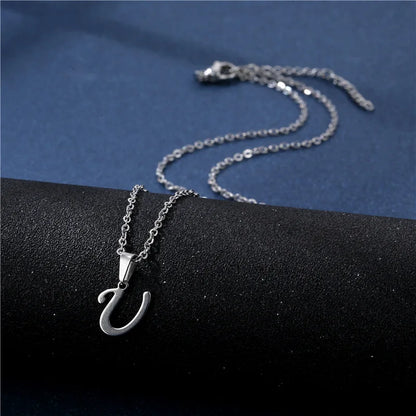 Letter Stainless Steel Letter Glossy Choker Necklaces