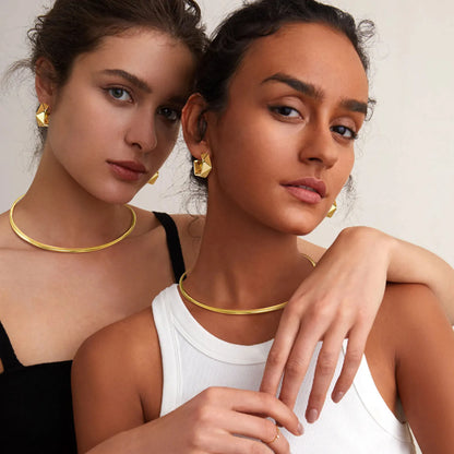 Stainless Steel Chocker Collar Open Neck Cuff Torques Minimalist Necklace