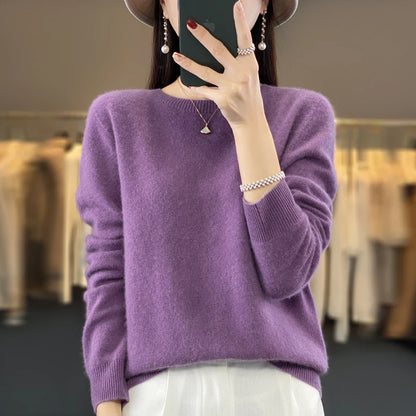 Wool Cashmere Pullover O-Neck Long Sleeve
