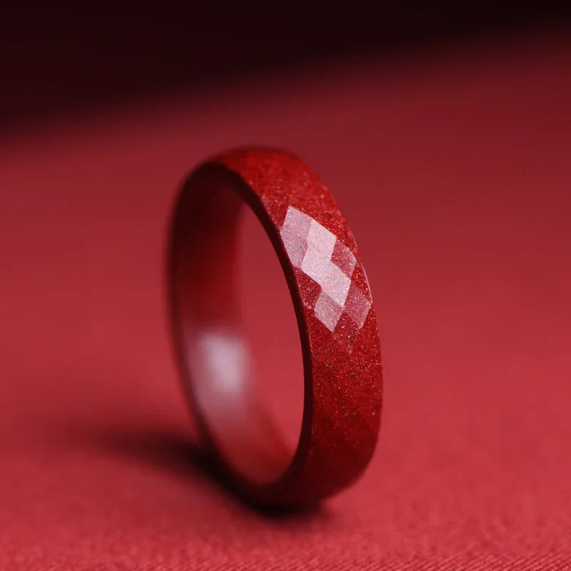 Lucky Cinnabar Red Gift Girlfriend Couple Love Luxury Rings