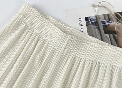 Pantalones coreanos de gasa fina de seda de pierna ancha