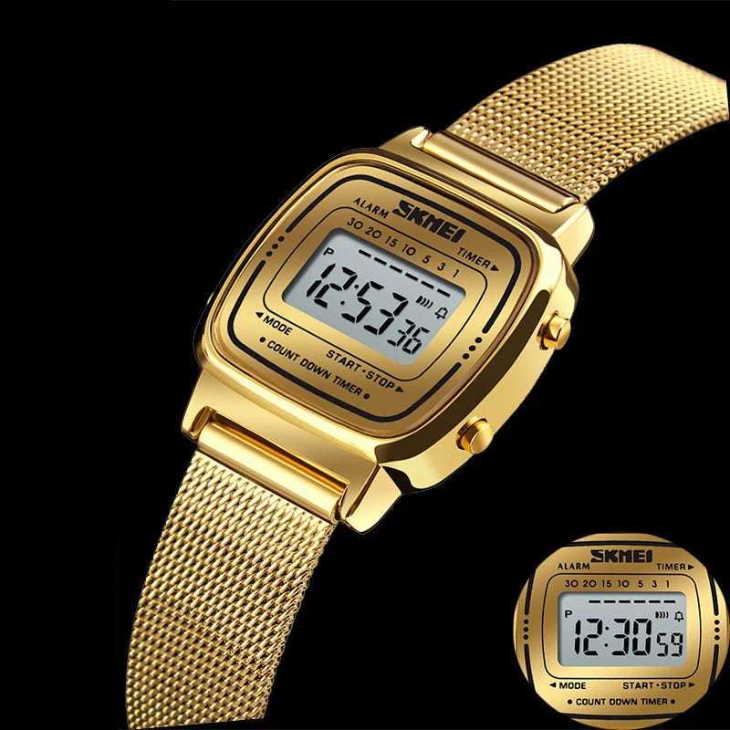 Bracelet Luxury Stainless Steel Strap Waterproof Digital Chronograph Wristwatch