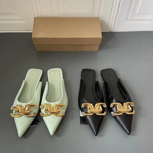 Luxury Metal Chain Flats