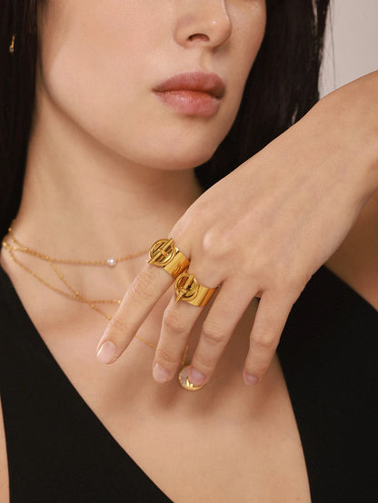 DANA 18K Gold Plated Punk Open Ring