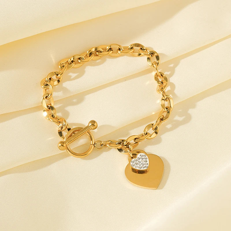 Stainless Steel Gold Starfish Moon Star Bracelet
