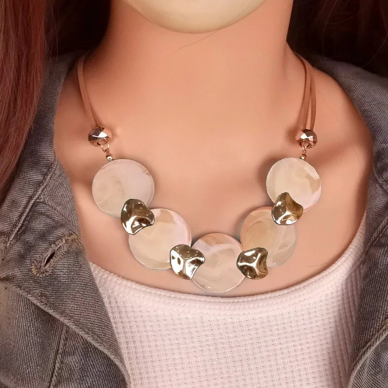 Bohemian Statement Acrylic Circular Pendants Necklace