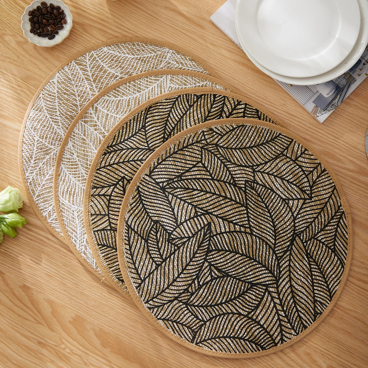 2/4/6/8pcs Bohemian Jute Printed Placemats Mats