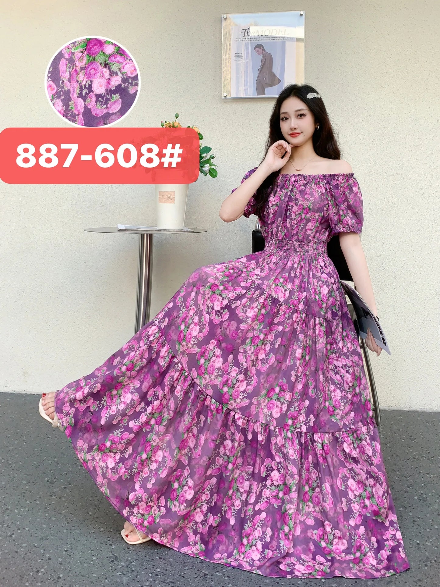 Long Maxi Bohemian Korean Style Floral Vintage Slim Dress Boho
