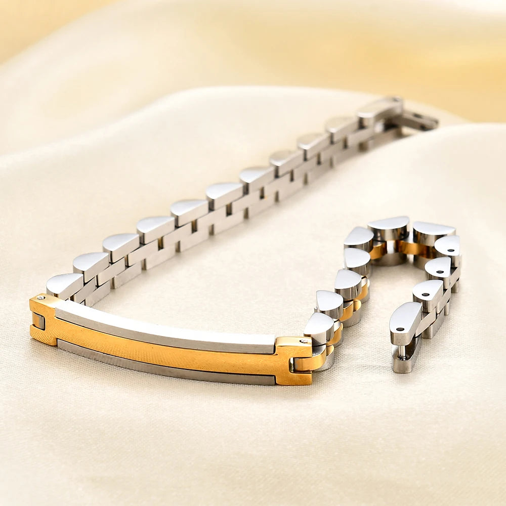 6MM Laser Logo Personalized Stainless Steel Strap Bracelet