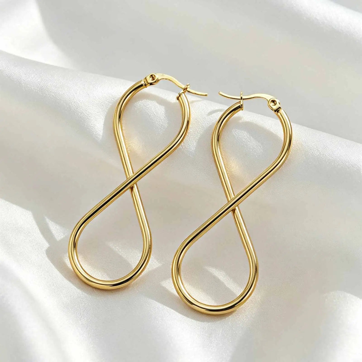 Twisted Infinity 18K Gold Plated Stainless Steel Trendy Minimalist Geometric Hoop Earrings