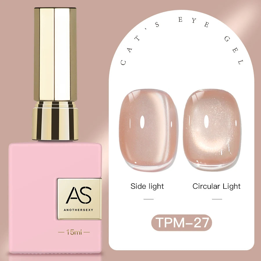 15ml Peachy Whimsy Pink Cat Eye Gel Nail Polish Glitter