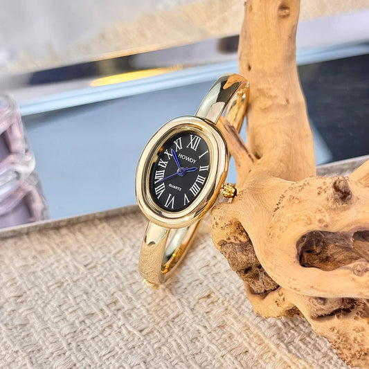 Small Dial Exquisite and Unique Light Luxury Roman Numerals Oval Quartz Watch