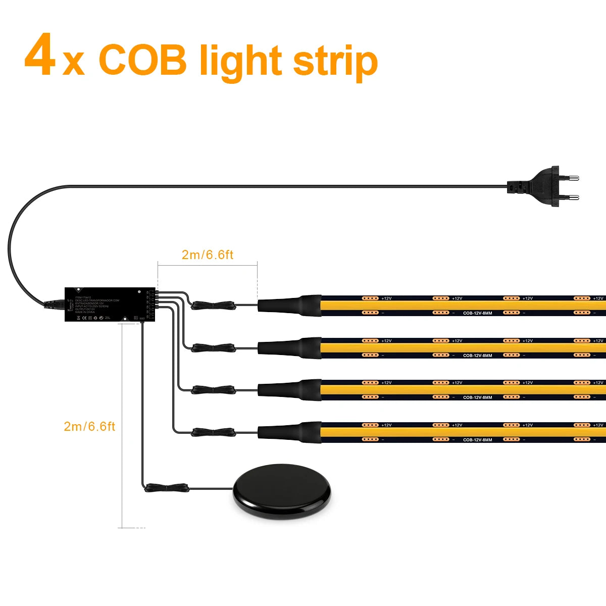 Black PCB FCOB Self-Adhesive COB LED Light Strip