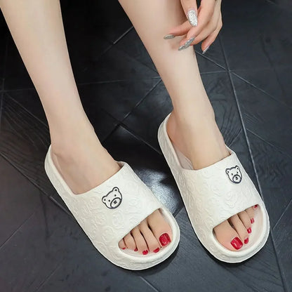 Non-slip Cute Bear Decoration Flat Slippers