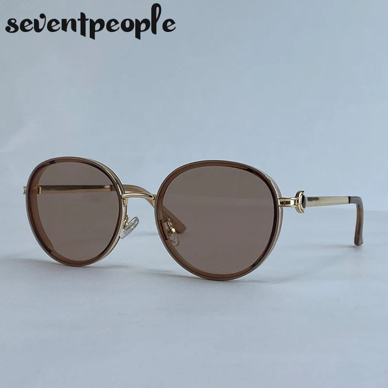 Oversized Round Luxury Vintage Metal Frame Sunglasses