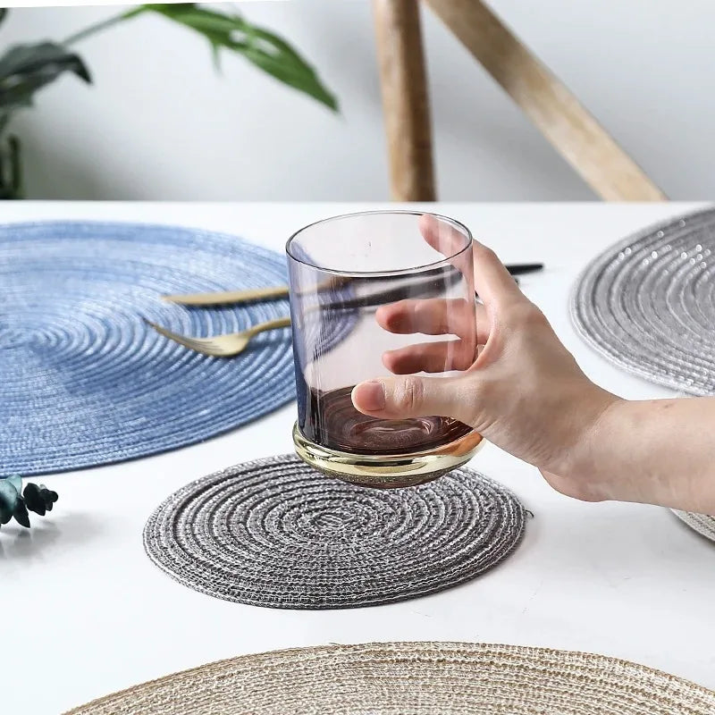 4/6pcs Round Table Mat Woven Bowl Pads