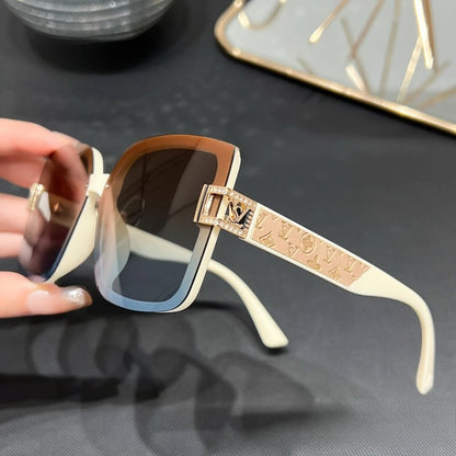 Polarized Square Vintage Leather Sunglasses