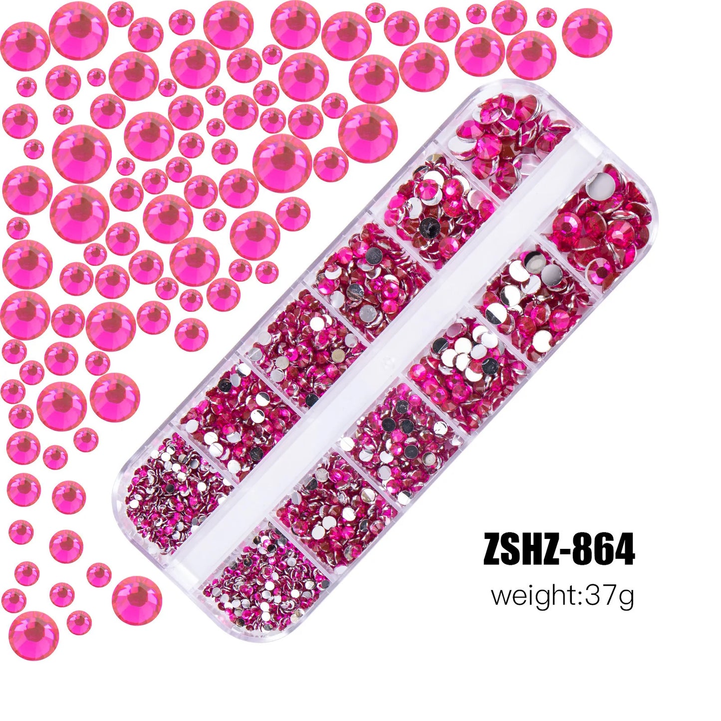 2400pcs+ Shiny Clear Crystal Gems Nail Rhinestones