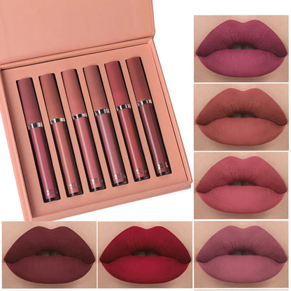 Matte Lip Gloss Set 6 Color Lipstick Set