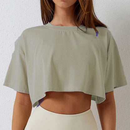 Cotton Short Sleeve Yoga Fitness T-shirt