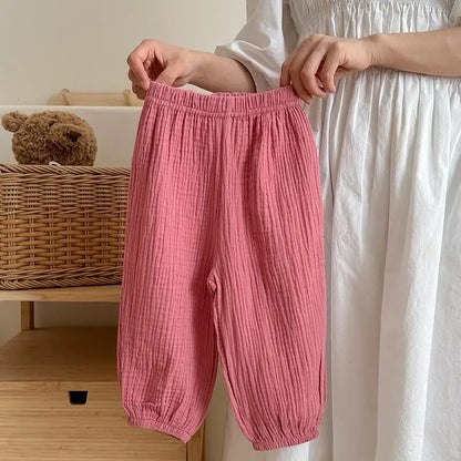 9m-6y Kids Clothing Summer Thin Solid Color Pants